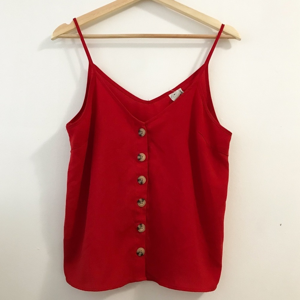 Paper Crane Red Button Front Camisole | Size S | Anthropologie Style Tank